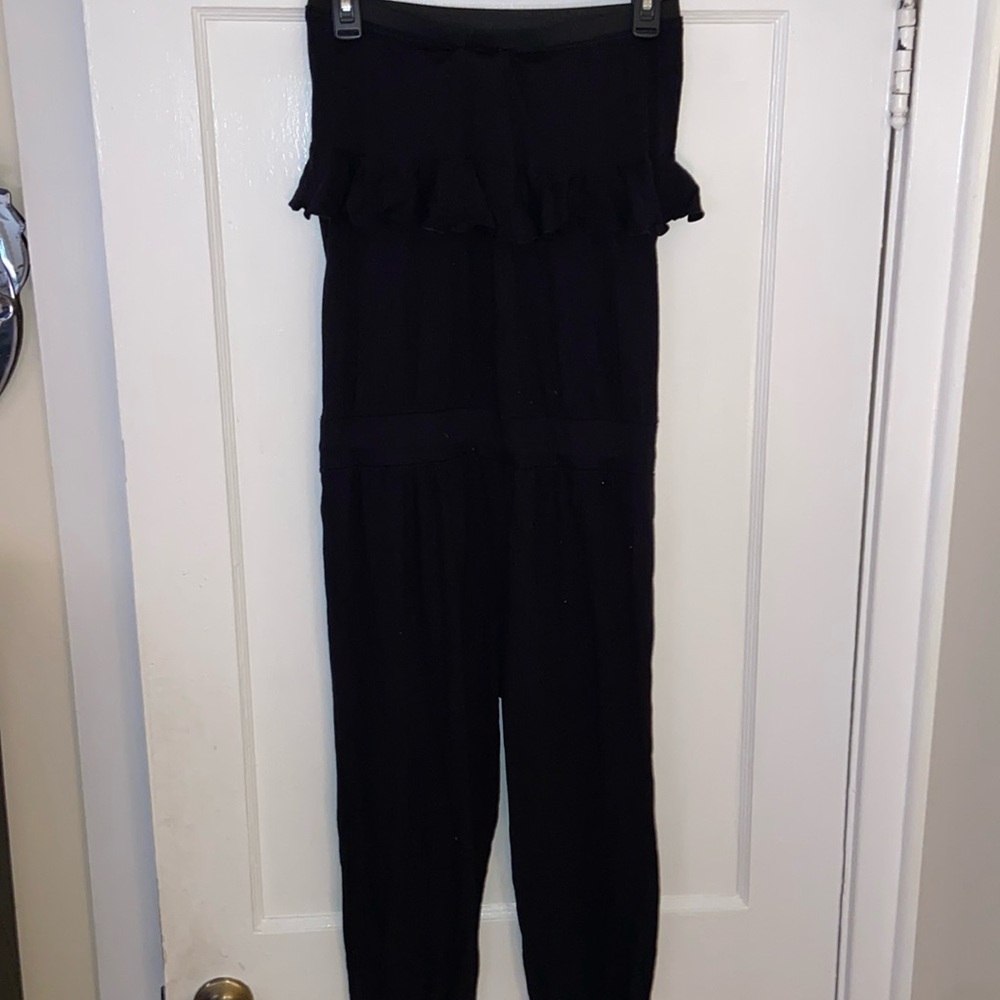 Express S Black Sleevless Ruffled Jumpsuit